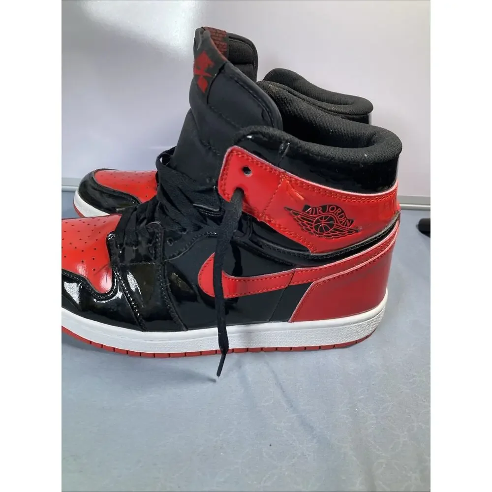 Nike Air Jordan 1 Retro OG High Patent Leather Bred Sneakers Size 9.5